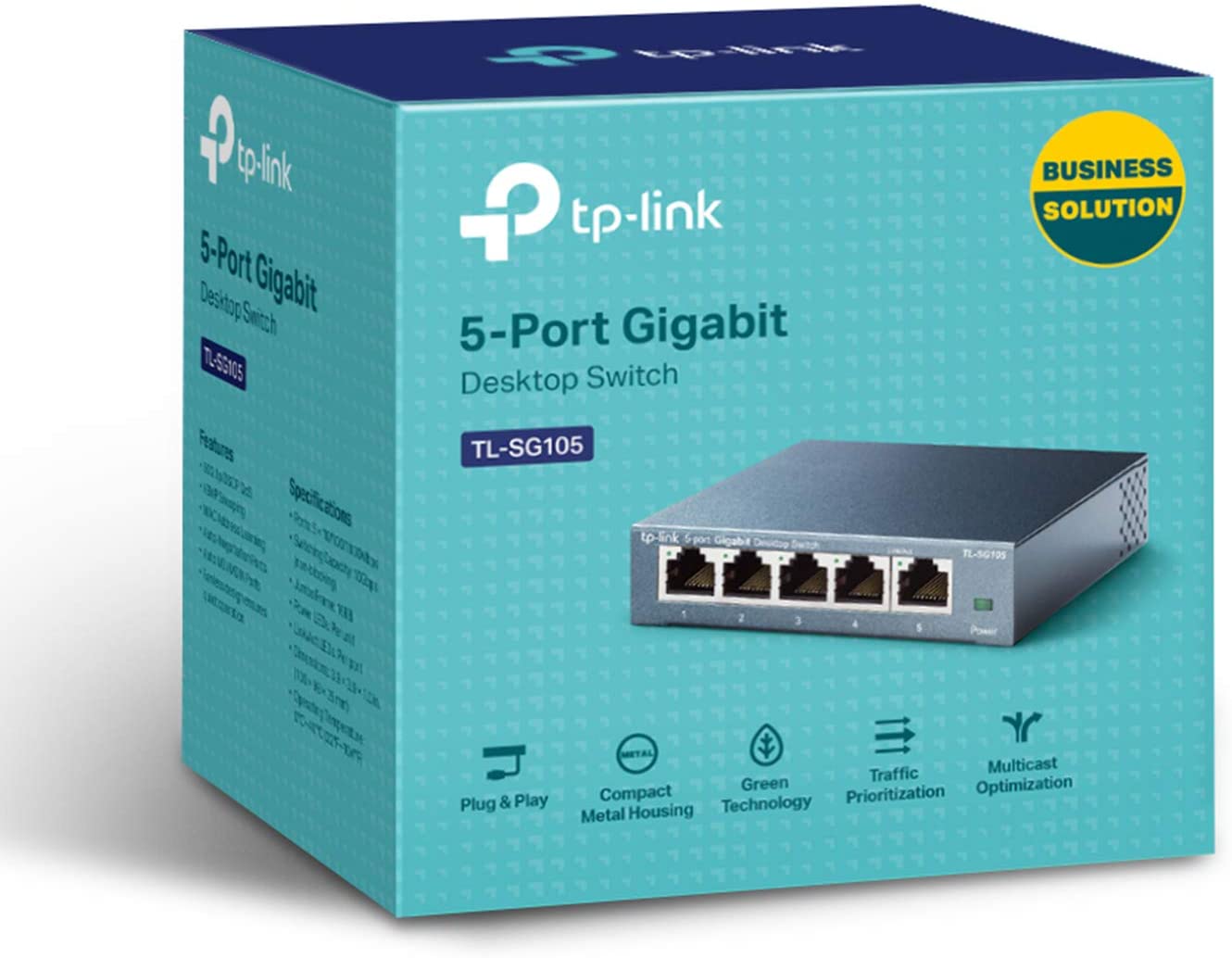 TP-Link 5 Port Gigabit Ethernet  Switch |  Splitter |  Metal w/ Shielded Ports |   Unmanaged (TL-SG105)