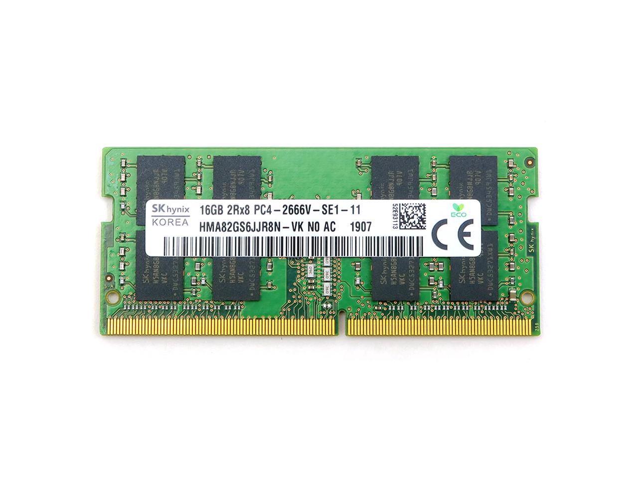SK hynix 16GB 2Rx8 DDR4 SO-DIMM PC4-21300 2666MHz 260-Pin Non-ECC CL19 1.2V  Module HMA82GS6JJR8N-VKN0 Laptop Memory
