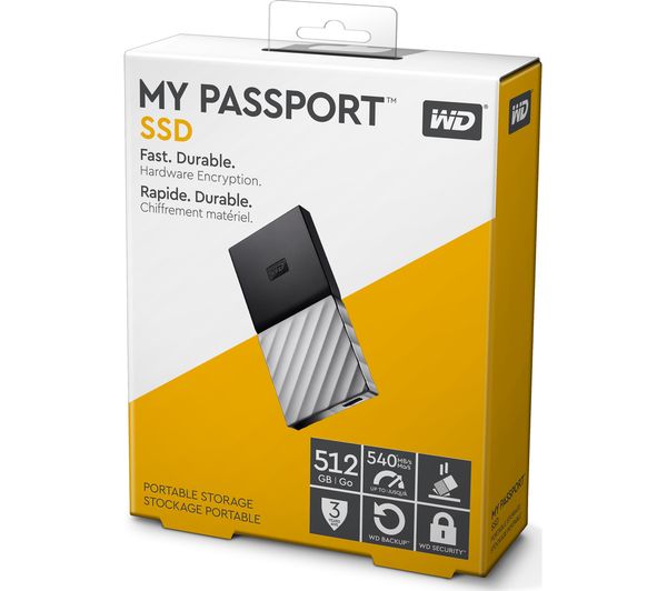WD 512GB My Passport SSD Portable Storage - USB 3.1 - Black-Gray - WDBKVX5120PSL