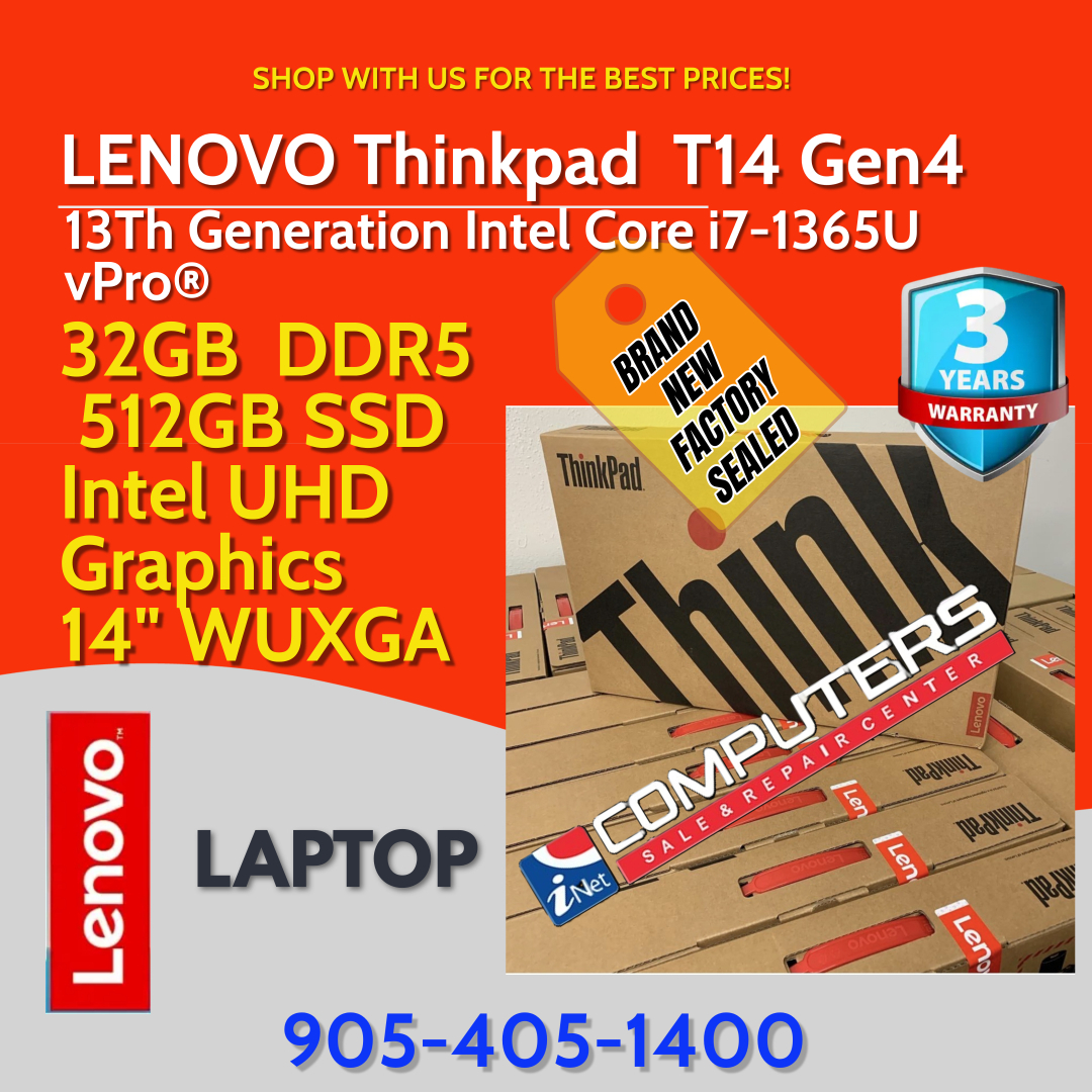 Lenovo ThinkPad T14 Gen 4 -Core i7 1365U - 32GB - 512GB "BRAND NEW SEALED" 3 Year ON SITE Warranty